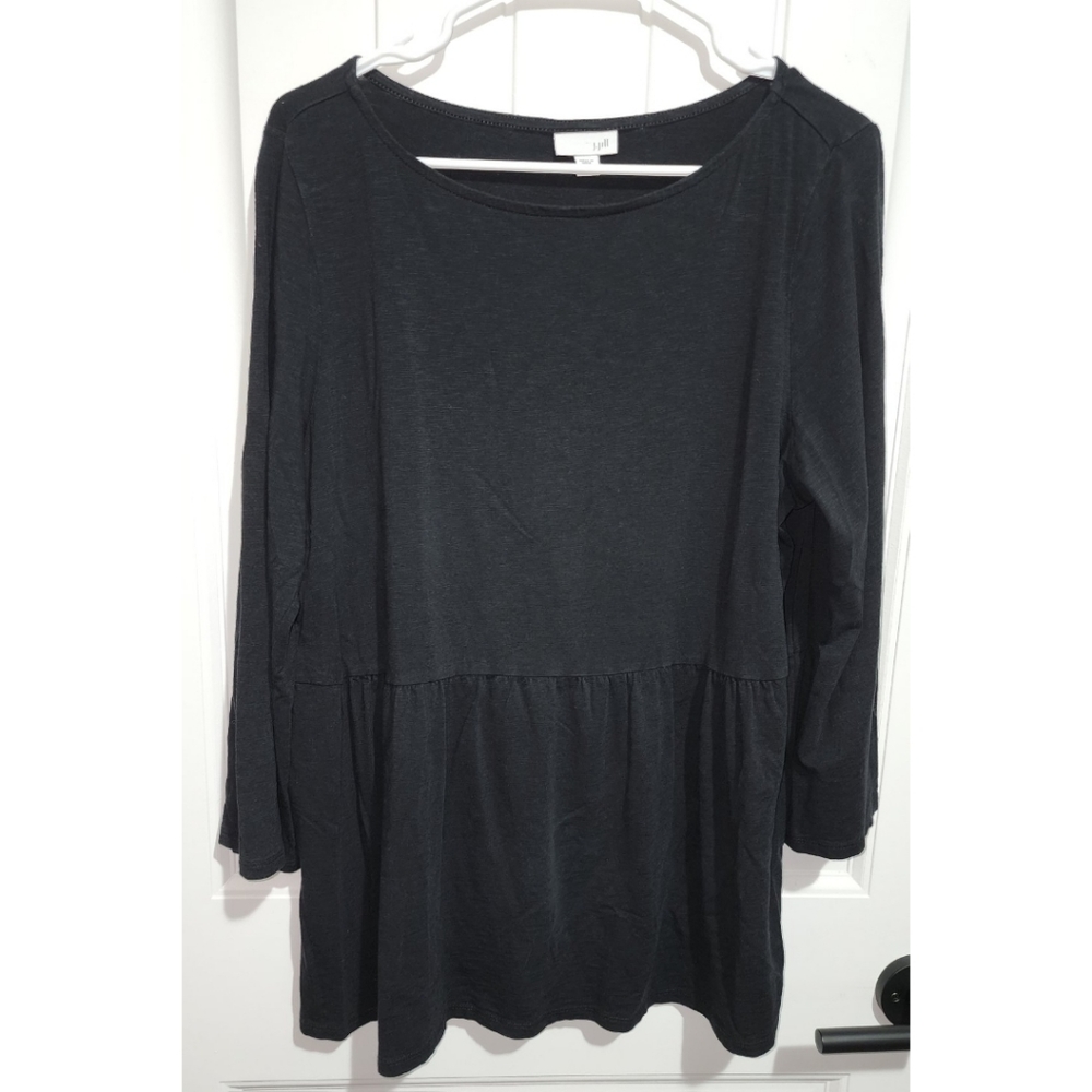 J.jill black babydoll top shirt large womens